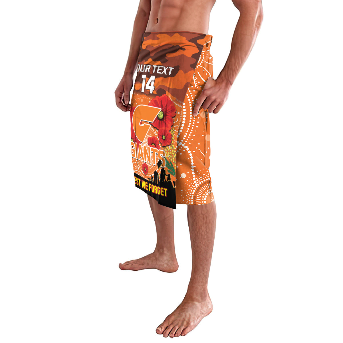 Custom Giants Football ANZAC Lavalava Gallipoli Camouflage With Poppies