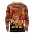 Custom Giants Football ANZAC Long Sleeve Shirt Gallipoli Camouflage With Poppies