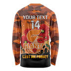 Custom Giants Football ANZAC Long Sleeve Shirt Gallipoli Camouflage With Poppies