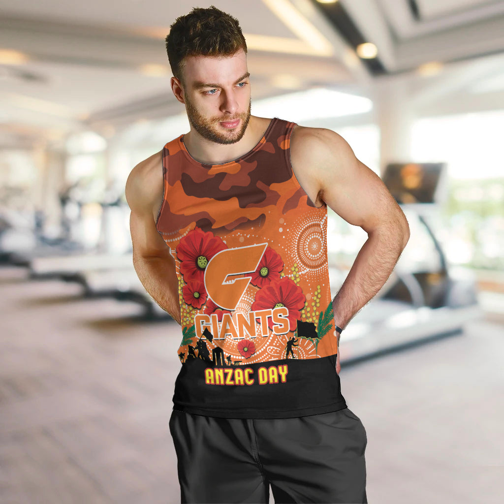 Custom Giants Football ANZAC Men Tank Top Gallipoli Camouflage With Poppies