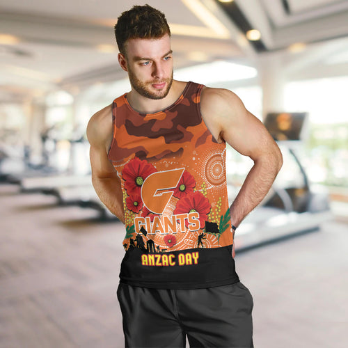 Custom Giants Football ANZAC Men Tank Top Gallipoli Camouflage With Poppies