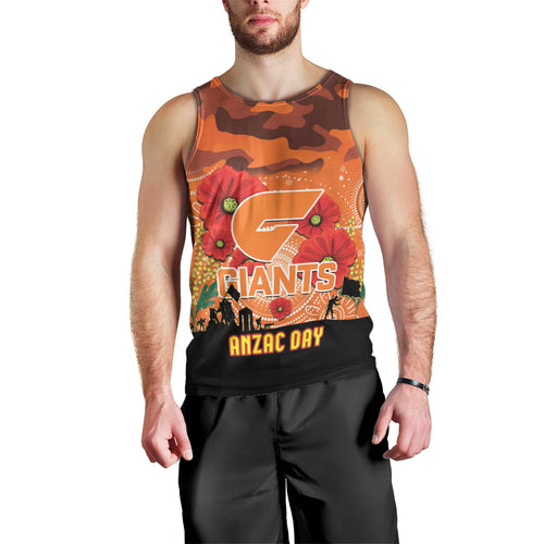 Custom Giants Football ANZAC Men Tank Top Gallipoli Camouflage With Poppies