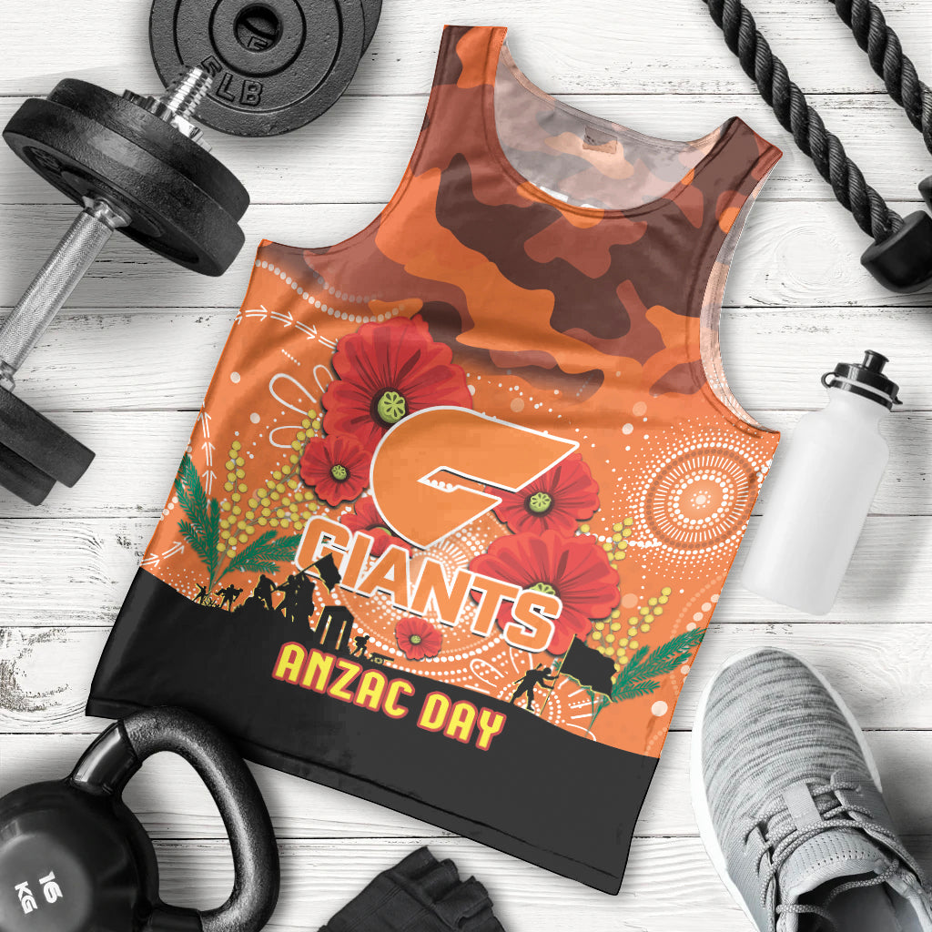 Custom Giants Football ANZAC Men Tank Top Gallipoli Camouflage With Poppies