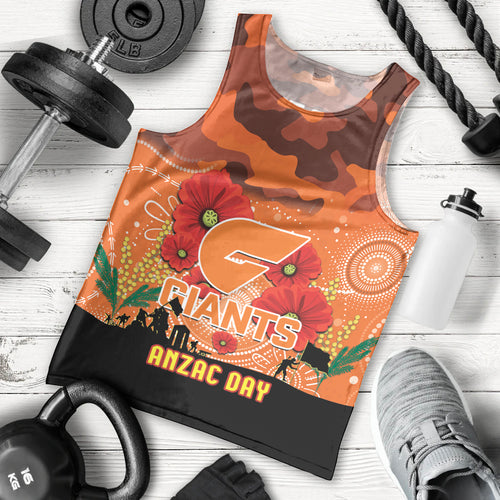 Custom Giants Football ANZAC Men Tank Top Gallipoli Camouflage With Poppies