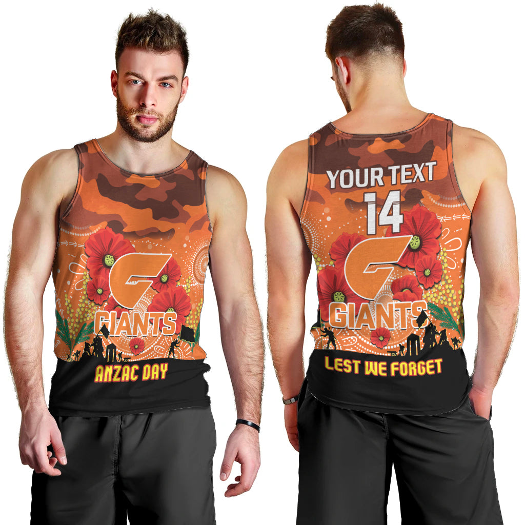 Custom Giants Football ANZAC Men Tank Top Gallipoli Camouflage With Poppies