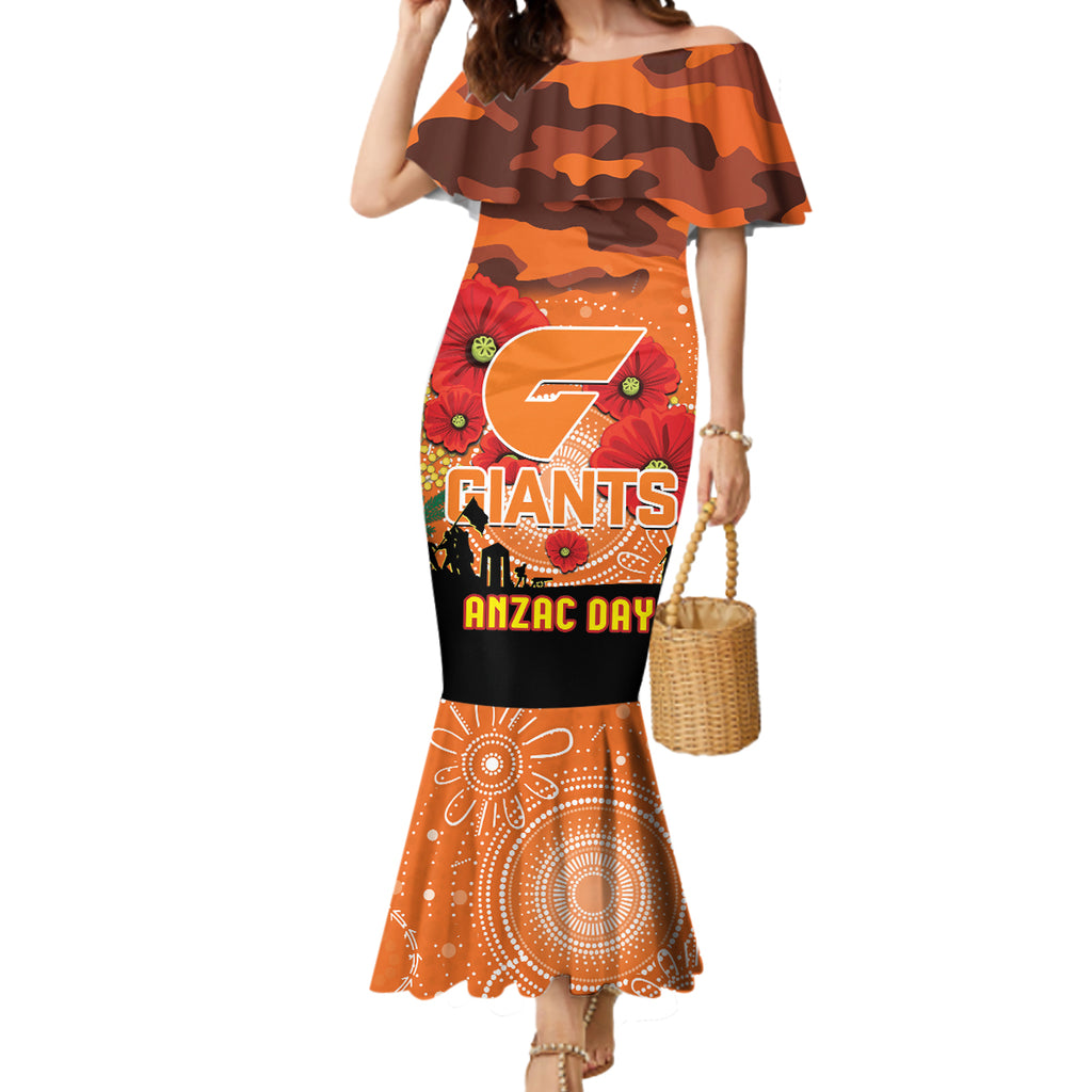 Custom Giants Football ANZAC Mermaid Dress Gallipoli Camouflage With Poppies