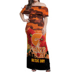 Custom Giants Football ANZAC Off Shoulder Maxi Dress Gallipoli Camouflage With Poppies