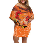 Custom Giants Football ANZAC Off Shoulder Short Dress Gallipoli Camouflage With Poppies