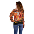 Custom Giants Football ANZAC Off Shoulder Sweater Gallipoli Camouflage With Poppies