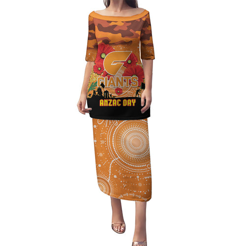 Custom Giants Football ANZAC Puletasi Gallipoli Camouflage With Poppies