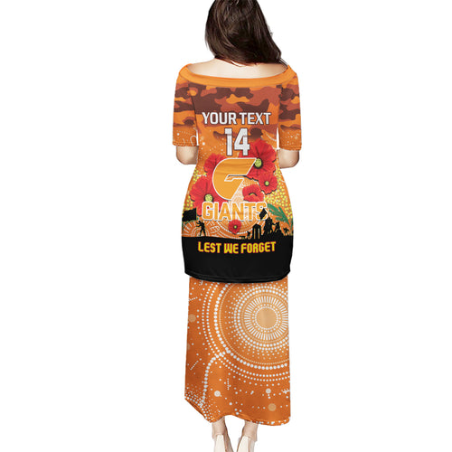 Custom Giants Football ANZAC Puletasi Gallipoli Camouflage With Poppies