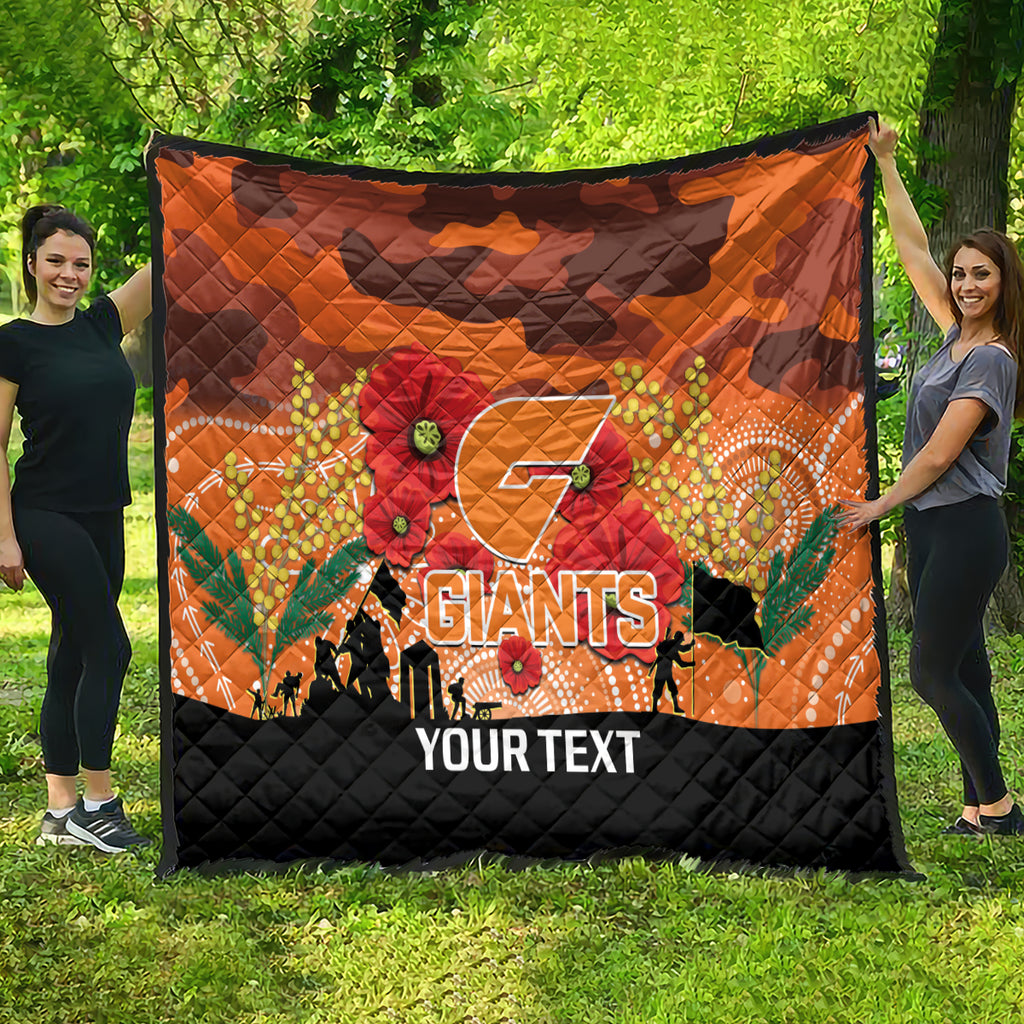 Custom Giants Football ANZAC Quilt Gallipoli Camouflage With Poppies