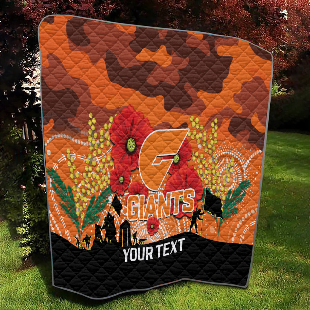 Custom Giants Football ANZAC Quilt Gallipoli Camouflage With Poppies
