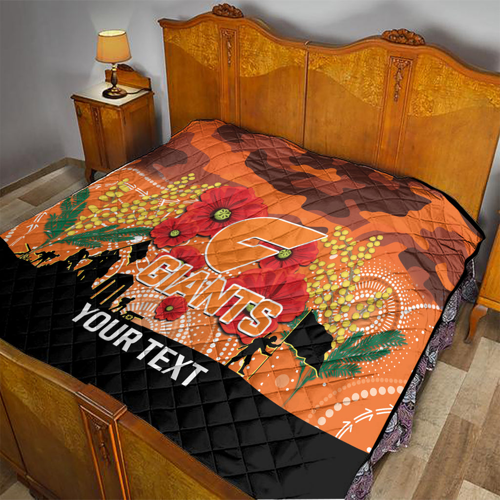 Custom Giants Football ANZAC Quilt Gallipoli Camouflage With Poppies