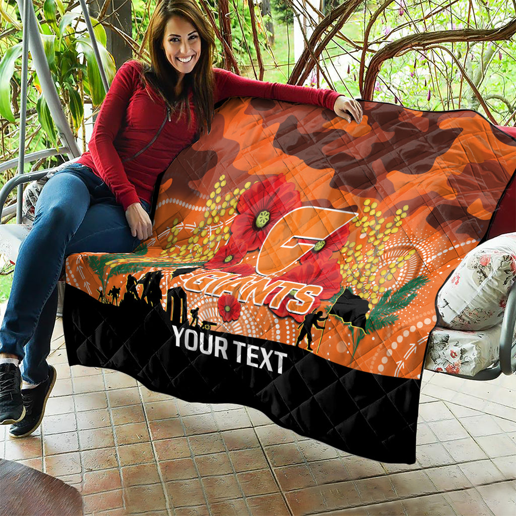 Custom Giants Football ANZAC Quilt Gallipoli Camouflage With Poppies