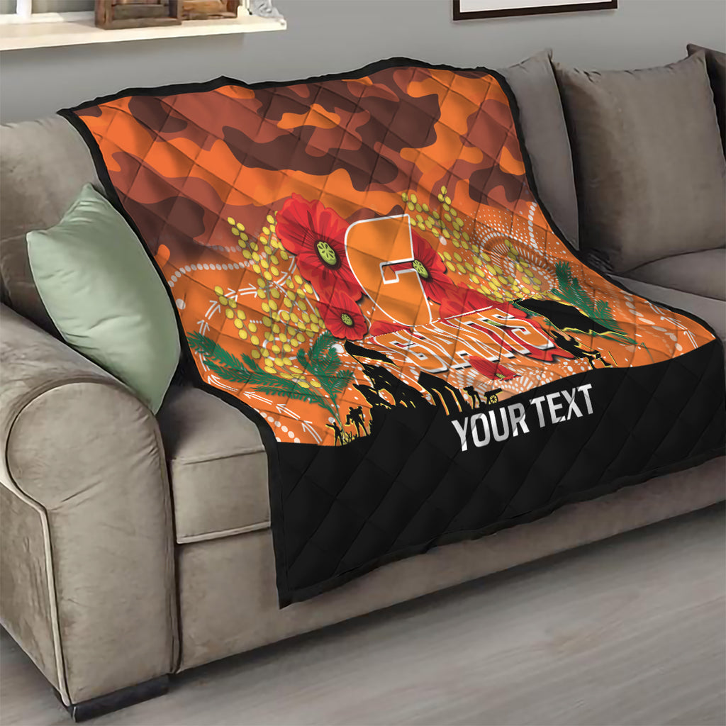 Custom Giants Football ANZAC Quilt Gallipoli Camouflage With Poppies