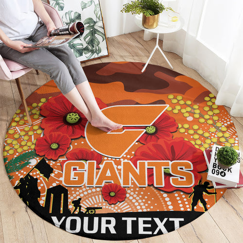 Custom Giants Football ANZAC Round Carpet Gallipoli Camouflage With Poppies