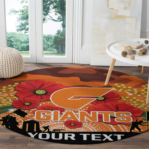 Custom Giants Football ANZAC Round Carpet Gallipoli Camouflage With Poppies