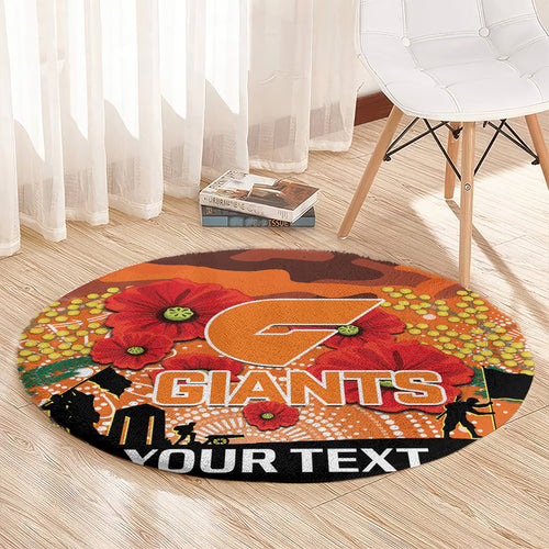 Custom Giants Football ANZAC Round Carpet Gallipoli Camouflage With Poppies