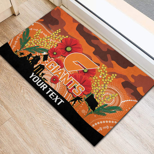 Custom Giants Football ANZAC Rubber Doormat Gallipoli Camouflage With Poppies