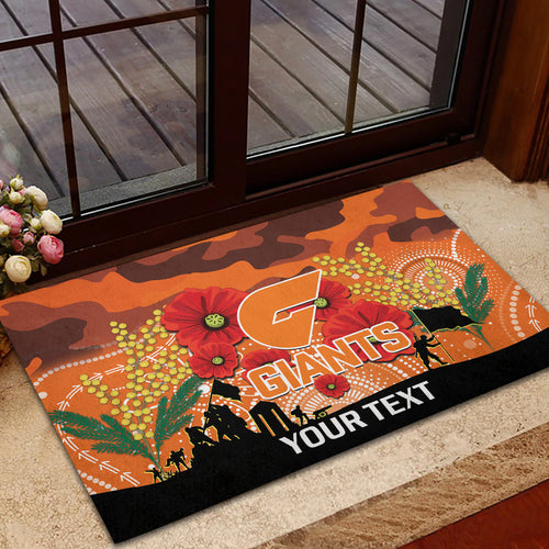 Custom Giants Football ANZAC Rubber Doormat Gallipoli Camouflage With Poppies