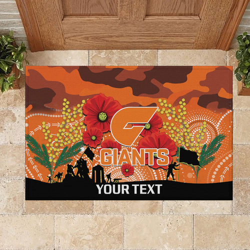 Custom Giants Football ANZAC Rubber Doormat Gallipoli Camouflage With Poppies