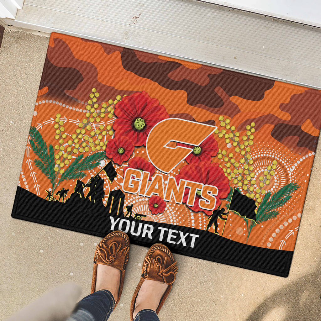 Custom Giants Football ANZAC Rubber Doormat Gallipoli Camouflage With Poppies