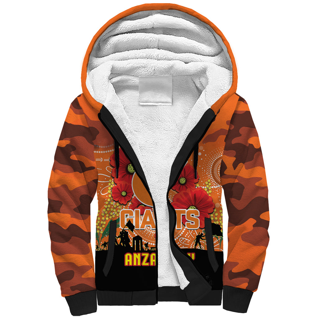 Custom Giants Football ANZAC Sherpa Hoodie Gallipoli Camouflage With Poppies