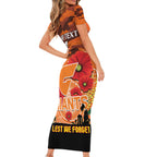 Custom Giants Football ANZAC Short Sleeve Bodycon Dress Gallipoli Camouflage With Poppies