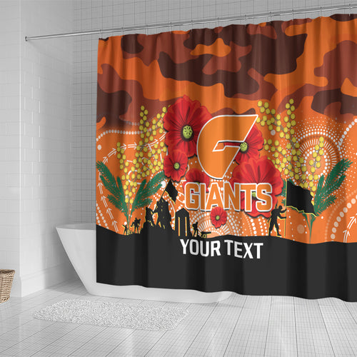 Custom Giants Football ANZAC Shower Curtain Gallipoli Camouflage With Poppies