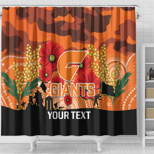 Custom Giants Football ANZAC Shower Curtain Gallipoli Camouflage With Poppies