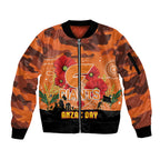 Custom Giants Football ANZAC Sleeve Zip Bomber Jacket Gallipoli Camouflage With Poppies