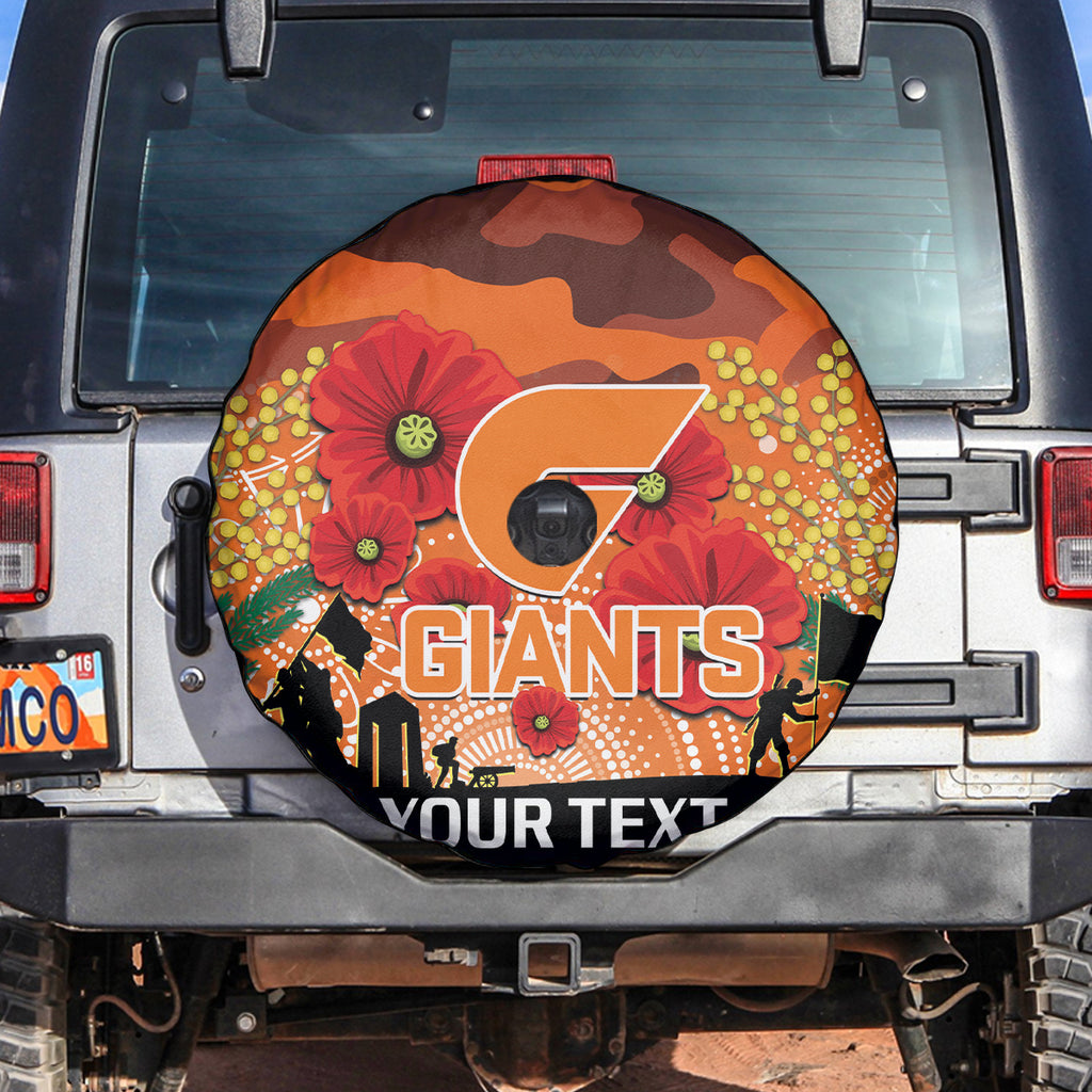 Custom Giants Football ANZAC Spare Tire Cover Gallipoli Camouflage With Poppies