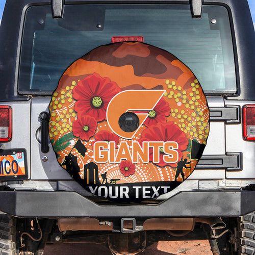Custom Giants Football ANZAC Spare Tire Cover Gallipoli Camouflage With Poppies