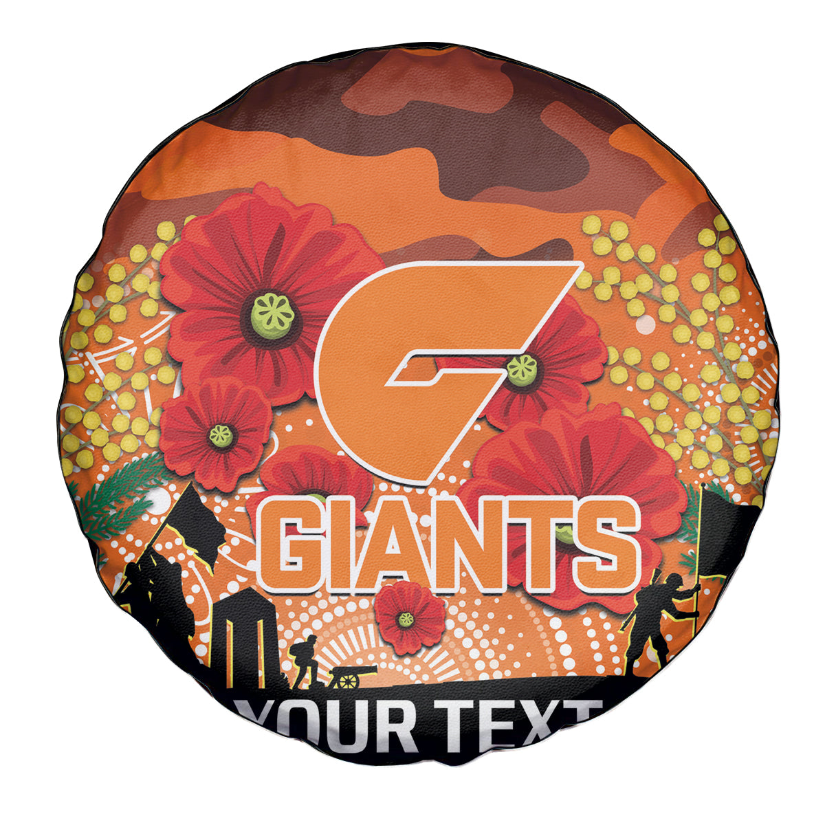 Custom Giants Football ANZAC Spare Tire Cover Gallipoli Camouflage With Poppies