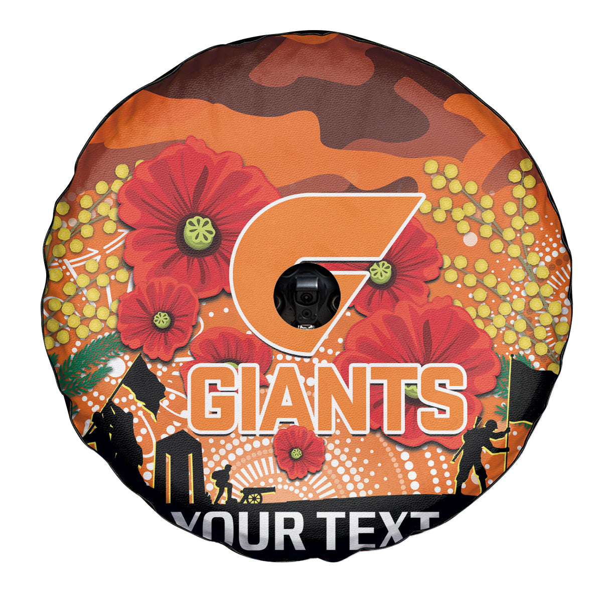 Custom Giants Football ANZAC Spare Tire Cover Gallipoli Camouflage With Poppies