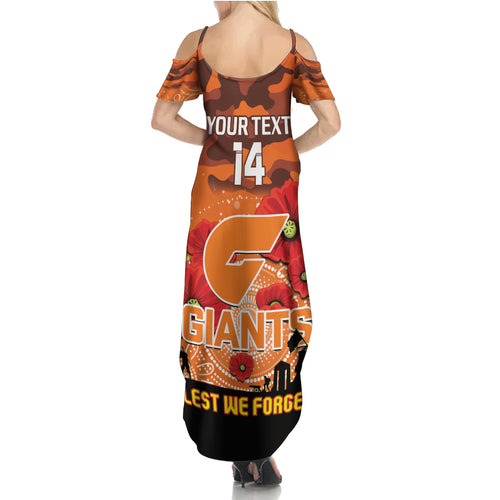 Custom Giants Football ANZAC Summer Maxi Dress Gallipoli Camouflage With Poppies