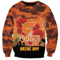 Custom Giants Football ANZAC Sweatshirt Gallipoli Camouflage With Poppies