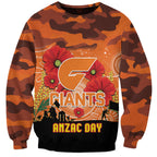 Custom Giants Football ANZAC Sweatshirt Gallipoli Camouflage With Poppies