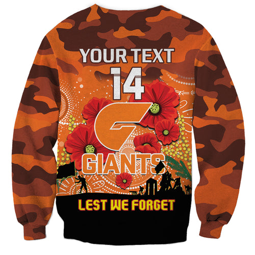 Custom Giants Football ANZAC Sweatshirt Gallipoli Camouflage With Poppies