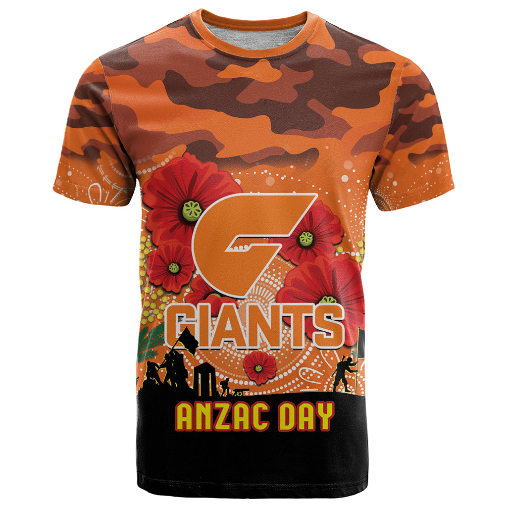 Custom Giants Football ANZAC T Shirt Gallipoli Camouflage With Poppies