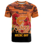 Custom Giants Football ANZAC T Shirt Gallipoli Camouflage With Poppies