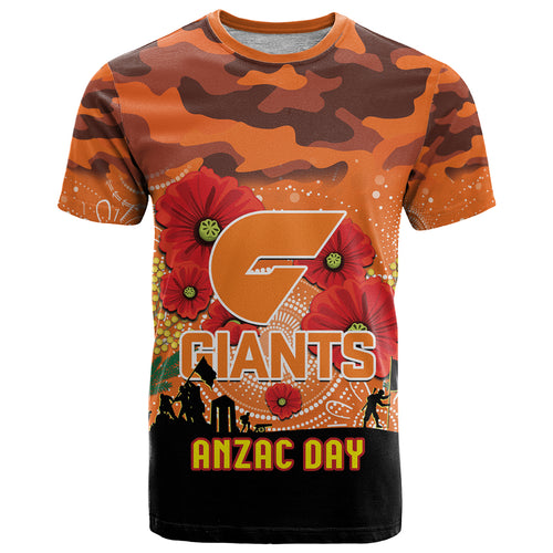 Custom Giants Football ANZAC T Shirt Gallipoli Camouflage With Poppies