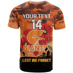 Custom Giants Football ANZAC T Shirt Gallipoli Camouflage With Poppies