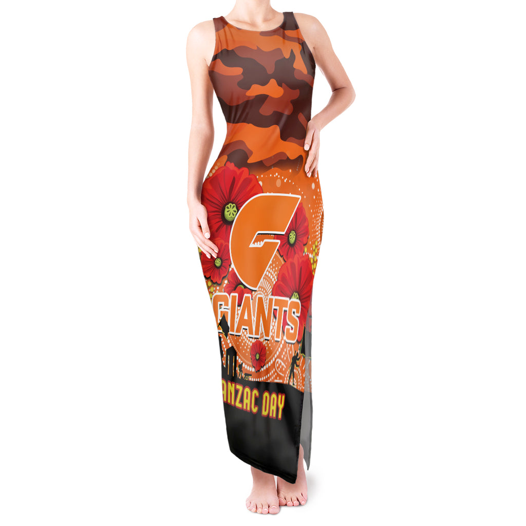 Custom Giants Football ANZAC Tank Maxi Dress Gallipoli Camouflage With Poppies