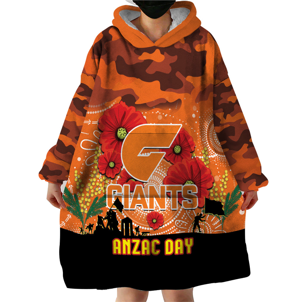 Custom Giants Football ANZAC Wearable Blanket Hoodie Gallipoli Camouflage With Poppies