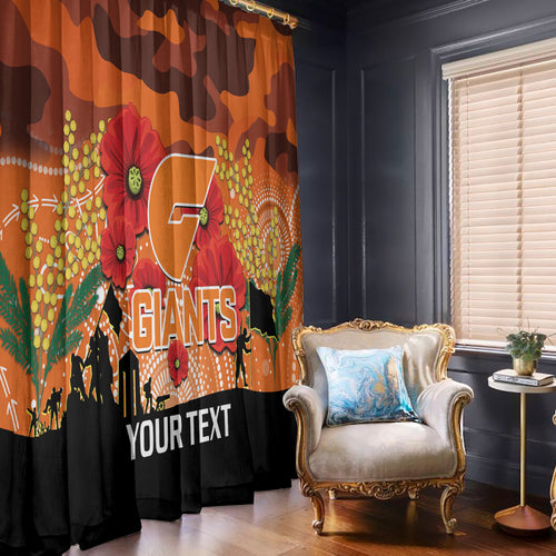 Custom Giants Football ANZAC Window Curtain Gallipoli Camouflage With Poppies