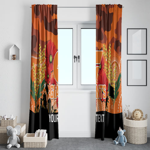 Custom Giants Football ANZAC Window Curtain Gallipoli Camouflage With Poppies