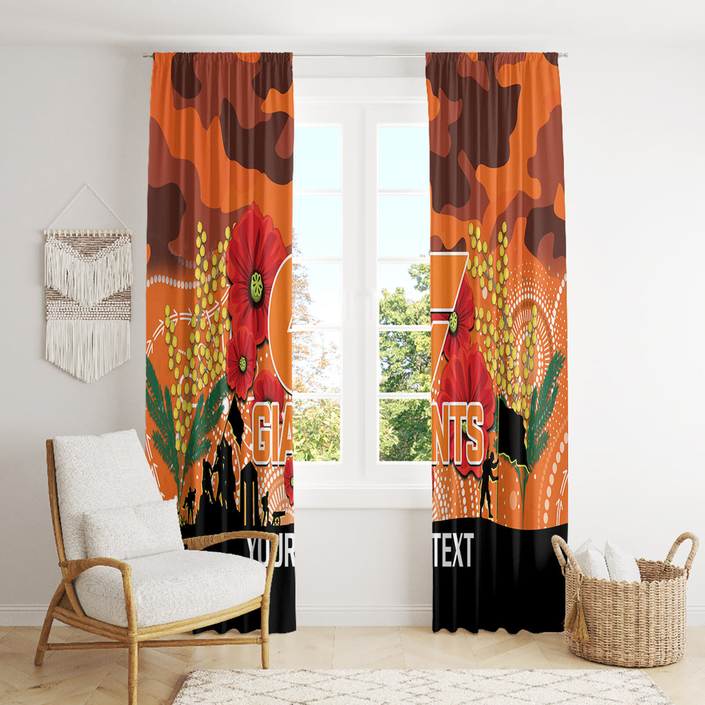 Custom Giants Football ANZAC Window Curtain Gallipoli Camouflage With Poppies