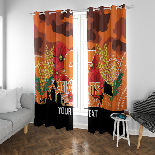 Custom Giants Football ANZAC Window Curtain Gallipoli Camouflage With Poppies